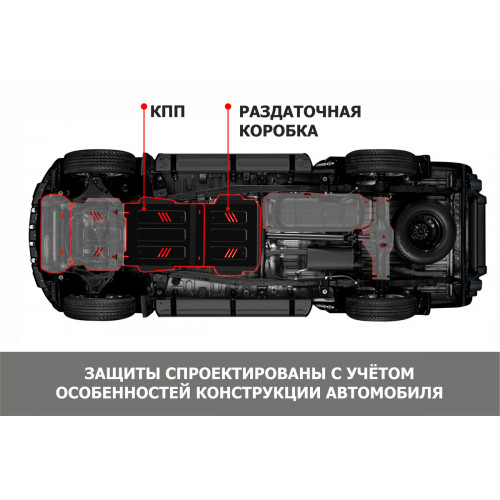 Защита КПП, Раздаточной коробки АвтоБроня для Haval H8 2014-2017 I, Сталь 45778 мм - Арт. 111.09414.1